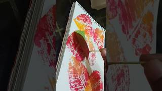 Leaf painting 😍on paper  Wait for end😥shorts drawing artistlife artshortsfeedpaintingleaf [upl. by Anaugal]