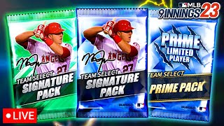 🔴LIVE  NEW DIAMOND TEAM SELECT SIG AND PRIME PACK OPENING  MLB 9 Innings 23 [upl. by Winter]