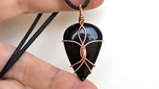 Round Wirre Teardrop Cabochon Scarab Pendant Wire Wrapping Tutorial Unisex [upl. by Brock682]