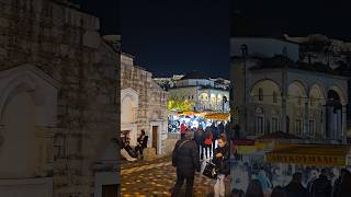 Monastiraki Square at Night Temple Station and Acropolis Under Festive Lights 🌃✨🏛️ [upl. by Shep188]