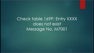 Std SAP Error  Message No M7001 [upl. by Aneger]