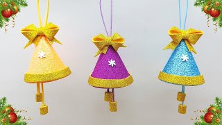 Glitter Foam Paper Crafts🎄 How to Make Christmas Bell Ornaments 🎄 DIY Christmas Decorations Idea [upl. by Jeffcott]