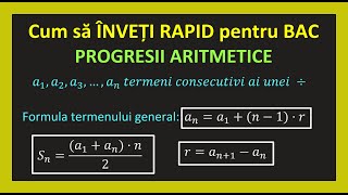 Cum sa iei bacul la mate progresii aritmetice bac suma ratie formule clasa 9Invata Matematica Usor [upl. by Michell906]