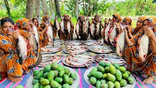 Mango Fish Gravy Cooking  Raw AAM Mix Pangasius Fish Curry Recipe  Delicious Village Food [upl. by Roane]