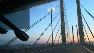 Evening view of the beautiful Øresund bridge between Denmark and Sweden [upl. by Celinda828]