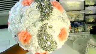 1 How To DIY Brooch Bouquet No Wires Easy Bling Wedding Project [upl. by Jandy728]