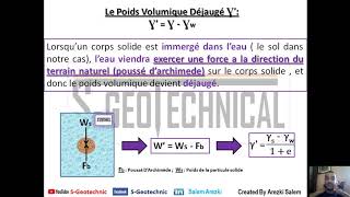 Cours Mécanique des sols Poids Volumique déjaugé MDS Géotechnique [upl. by Ihsorih496]