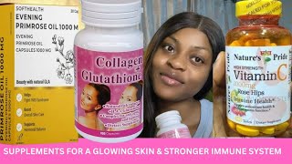 Supplements for a Radiant clear and Youthful SkinVitamin C Primrose Oil Collagen [upl. by Ronacin]