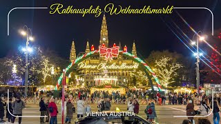 Rathausplatz WeihnachtsmarktVienna City Hall Christmas Market Austria 4K [upl. by Giark]