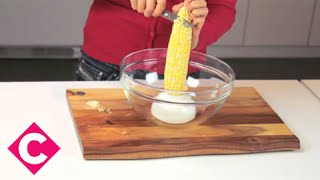 The cleanest way to remove corn from the cob [upl. by Eanej952]