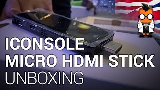 iConsole Micro HDMI stick PC Unboxing at MWC2015 [upl. by Nnywg]