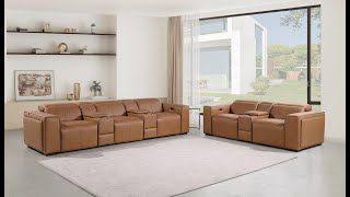 DivanItalia 1224 PWR 2 Console SofaConsole Loveseat PWR Headrests – Italian Leather Product Video [upl. by Mihar]