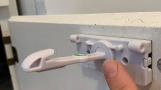 Safety first adhesive cabinet latch for child proofing FULL TUTORIAL AND REVIEW [upl. by Jasmina227]