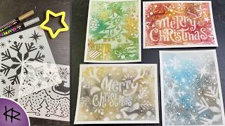 Reverse Stenciling WATERCOLOR Christmas Cards  Easy amp Fun Art 194 [upl. by Madancy566]