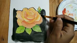 Beginner guide How to draw a rose watercolor painting rose art drawingtechniques painting [upl. by Arytal]