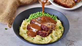 Vegan Meatloaf With Gravy GlutenFree And Healthy Recipe [upl. by Lorn]