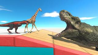 Run Through Dangerous TRex Head Roads  Animal VS Dinosaur  Animal Revolt Battle Simulator [upl. by Ssegrub]