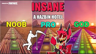 A Hazbin Hotel  INSANE  Noob vs Pro vs God Fortnite Music Blocks [upl. by Davis]