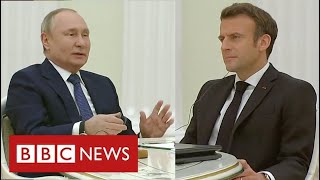 Presidents Macron and Putin discuss quothow to avoid war” in Ukraine  BBC News [upl. by Yemiaj]