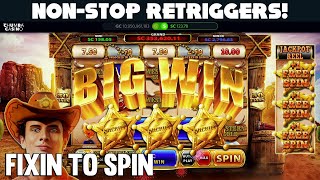 NONSTOP RETRIGGERS Western Gold on Chumba Casino [upl. by Ellerd678]