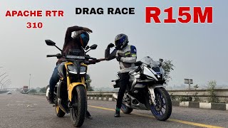 YAMAHA R15M VS TVS APACHE RTR 310 😑😑🤣🤣 HO GAI LADAI KON JEETEGA RACE LAST ME YE KYA HO GYA 😥💔 [upl. by Yank]