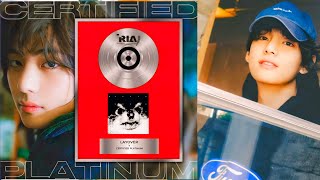 BTS Vs Kim Taehyung first solo album Layover certified Platinum by JRIA [upl. by Plantagenet]