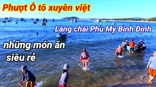 Phượt Ô tô xuyên việt tô bún rạm 6k và những món ăn siêu rẻ ở biển Bình Định [upl. by Odelle]