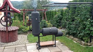 Grill ogrodowy z beczki  wędzarnia z bojlera jak zrobić  DIY BBQ FROM OLD BOILER [upl. by Haraf]