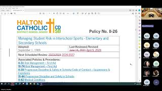 April 9 2024 Policy Meeting of the Halton Catholic District School Board [upl. by Alliuqal48]