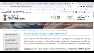 Fellowships for women II WISEKIRAN Scheme PhDPostDocProjectWIDUSHICURIE of DST [upl. by Twedy]