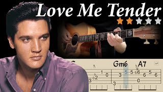 🔴Love Me Tender Elvis PresleyㅣEasy Fingerstyle Guitar TutorialㅣTabs ampLyricsㅣAcoustic Cover [upl. by Phiona]