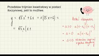 Przedstaw trójmian kwadratowy w postaci iloczynowej jeśli to możliwe [upl. by Llieno]