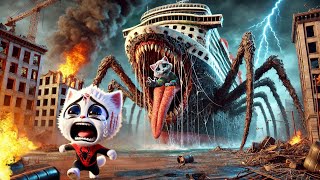 Horror Spider Cat😾🕷️ fights the RADIOACTIVE Ship🚢to REVENGE his wife  Ai Cat Spider Man [upl. by Annoval]