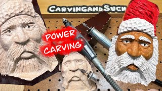 Power Carving Santa out of Sofa leg with KutzallDremel 4000Foredom [upl. by Virgina]