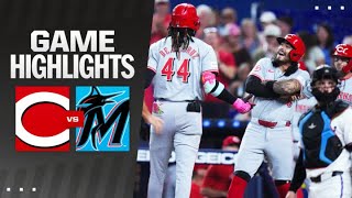 Reds vs Marlins Game Highlights 8524  MLB Highlights [upl. by Ahsahs]