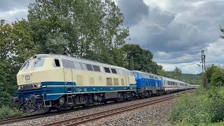 218 446  454 DB PRESS IC 2013 Dortmund Oberstdorf in Plochingen Filstalbahn Doppeltraktion Sound [upl. by Eicyaj]