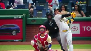 Oakland Athletics Brent Rooker hits 450 ft home run to center field vs Philadelphia Phillies [upl. by Elocn376]