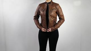 Damen Lederjacke Rihanna Cognac [upl. by Releehw]