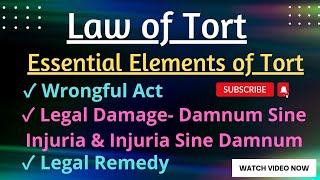 Essentials of Tort  Elements of Tort  Law of torts  With Case Laws amp Notes Best lecture of Tort [upl. by Nimesh534]