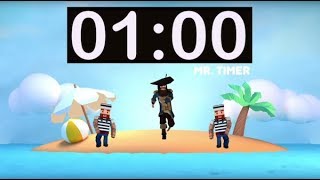 1 Minute Timer with Music for Kids Countdown Timer 1 Minute with Alarm for Children Pirates Class [upl. by Dafodil]