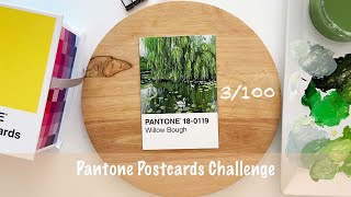 Part 3100 Pantone Challenge POSTCARDS 🎨 paint with me gouache [upl. by Cis]