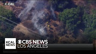 Small brush fire breaks out in Beverly Crest area of LA [upl. by Llemert754]