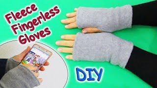 DIY Simple Fleece Fingerless Gloves  How to Sew Fingerless Mittens  How to Make Easy Pattern [upl. by Perrie980]