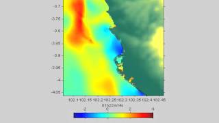 Simulasi landaan tsunami 1833 di Bengkulu [upl. by Yarehs]