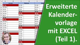 Erweiterte Kalendervorlage in Excel Teil 1 [upl. by Oam]