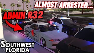 CRAZY POLICE CHASE IN AN ADMIN DRIFT R32 SKYLINE  ROBLOX  Southwest Florida [upl. by Cone]