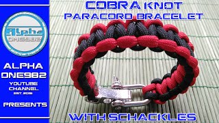 Cobra Knot Paracord Bracelet with ajustuble shackle Tutorial How To DIY [upl. by Klatt]