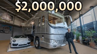 Touring a 2000000 Luxury Motorhome with Secret Supercar Garage [upl. by Anitsyrhc]