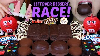 ASMR LEFTOVER DESSERT RACE CHOCOLATE COVERED MARSHMALLOWS KINDER DELICE FERRERO CAPPUCCINO 먹방 [upl. by Suirtemid]