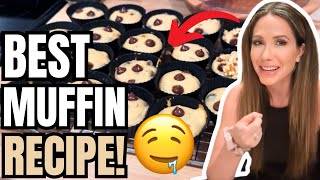 BAKE CHOCOLATE CHIP PROTEIN MUFFINS WITH ME  GARDEN HARVEST [upl. by Liebowitz]